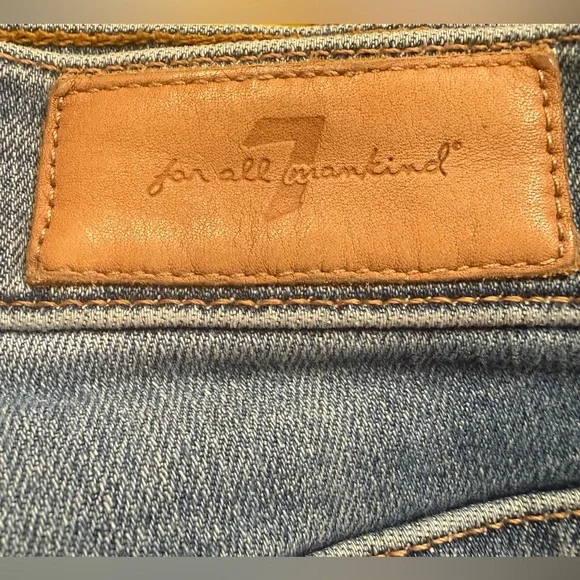 7 For All Mankind High Waist Slim Kick Jeans with Shredded Frayed Hem Size 25 - Picture 3 of 9